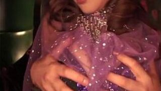 Hikaru Wakabayashi in purple doing sexy dance while she toys her pussy and ass w porn video